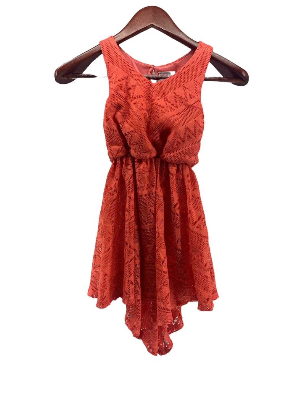 Emily West Girls' Coral Crochet Sleeveless Mini Dress Youth Size 7